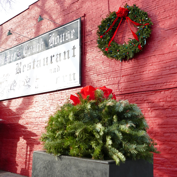 Fosters Coach House decorated for the holidays