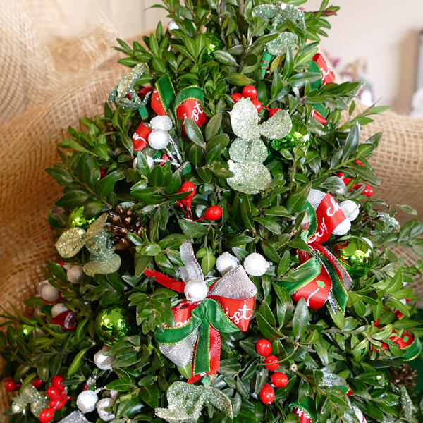Mini tree with red and green decorations